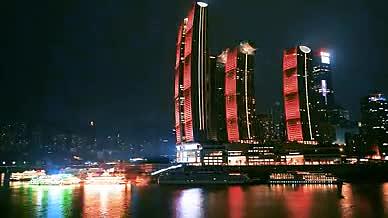 重庆朝天门夜景延时摄影视频的预览图